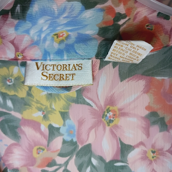 VTG Victoria's Secret Floral Satin Gold Label Kimono/Robe/Peignoir One Size - Picture 9 of 10